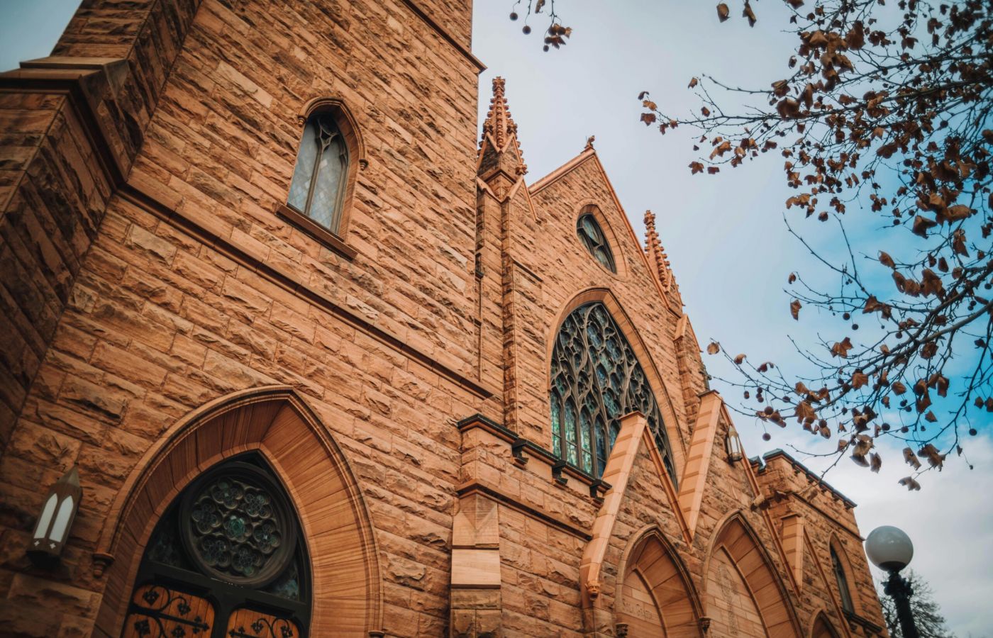Historic church facade  in Salt Lake City, Utah