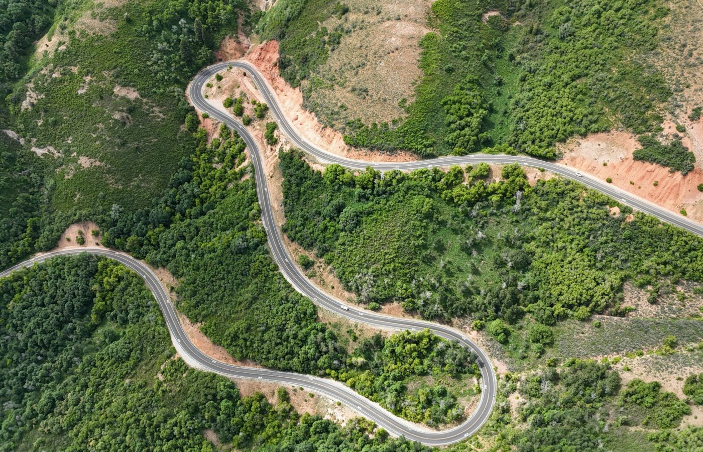 Winding mountain road  in Salt Lake City, Utah